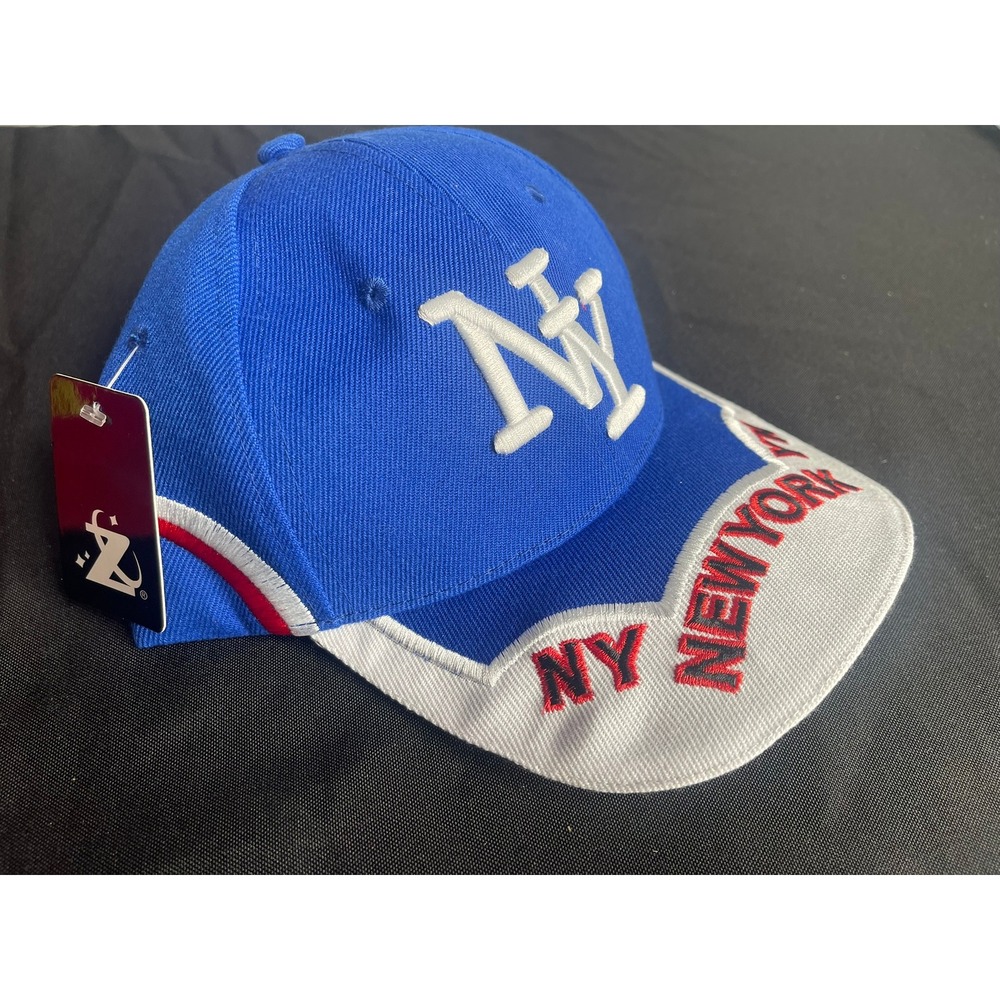 New York NY Embroidered Baseball Cap Blue Wool Blend Adjustable Hat NWT